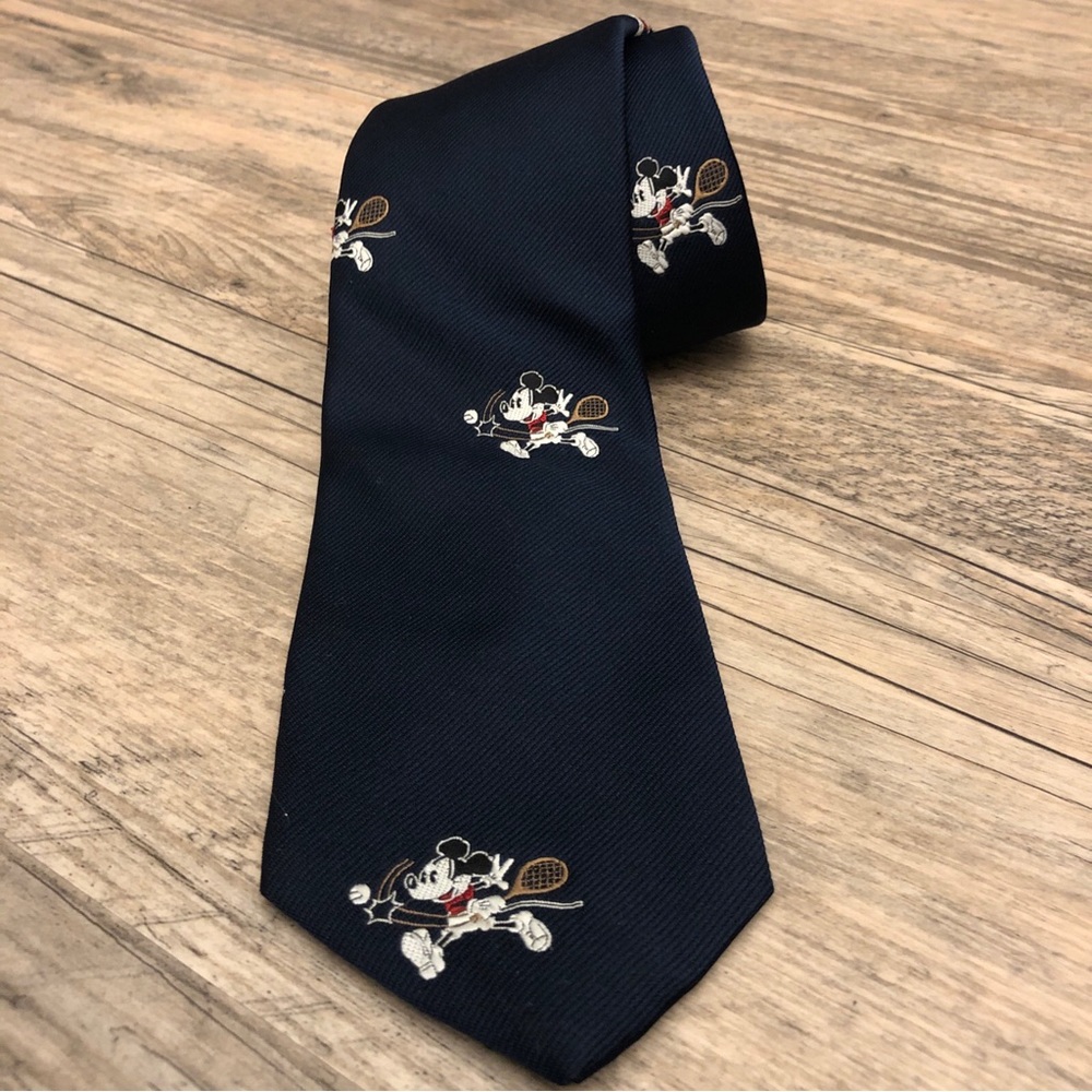 Vintage Cervantes Mickey Mouse Navy Blue Tennis Walt Disney Tie
